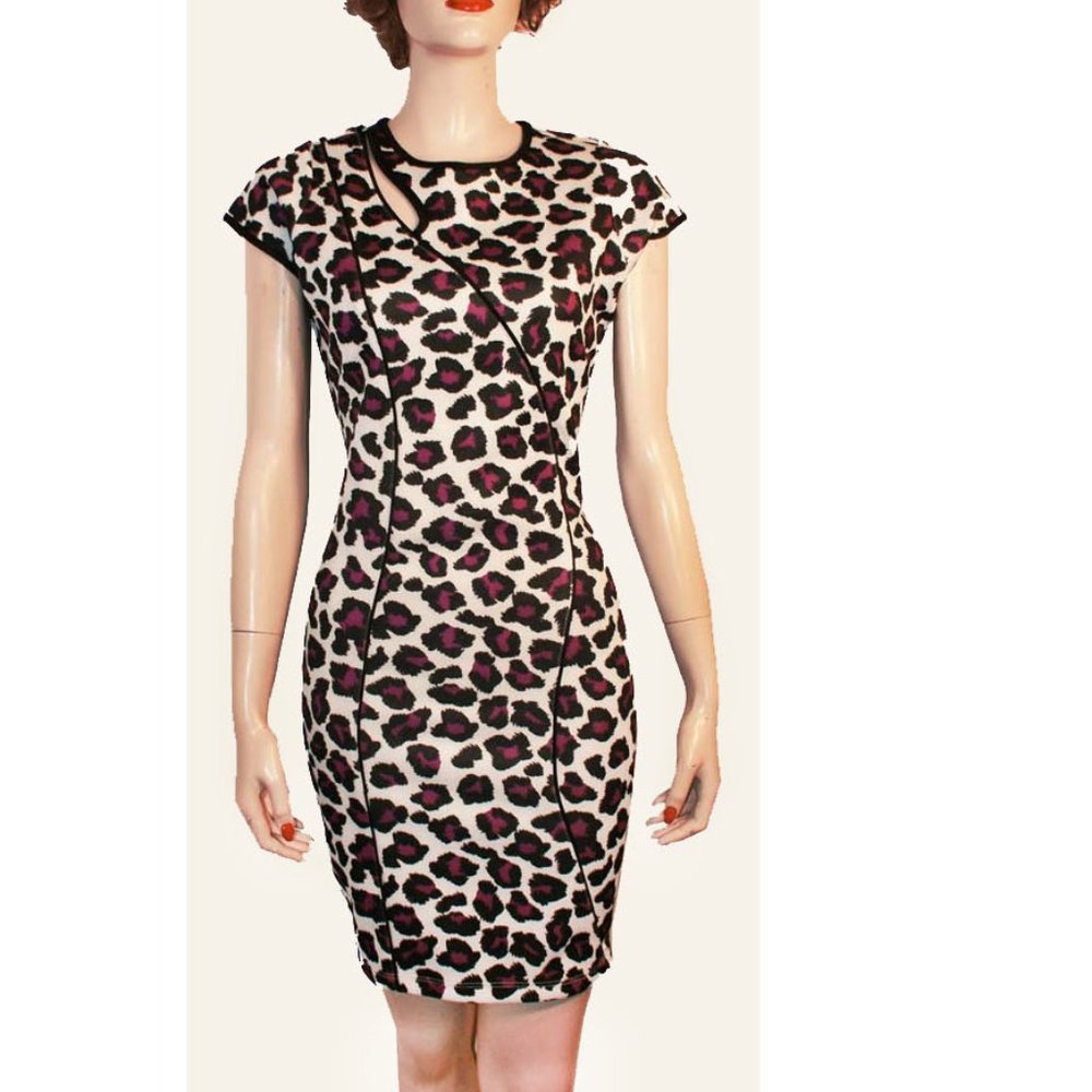 FASHION STAR PINK LEOPA STRETCHABLE DRESS $99.00